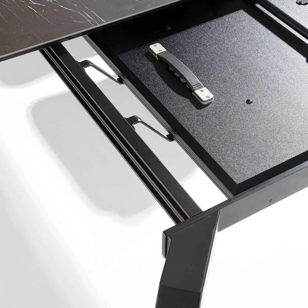 Ausziehbarer Tisch 240 cm aus Metall und Glaskeramikplatte - Lumera