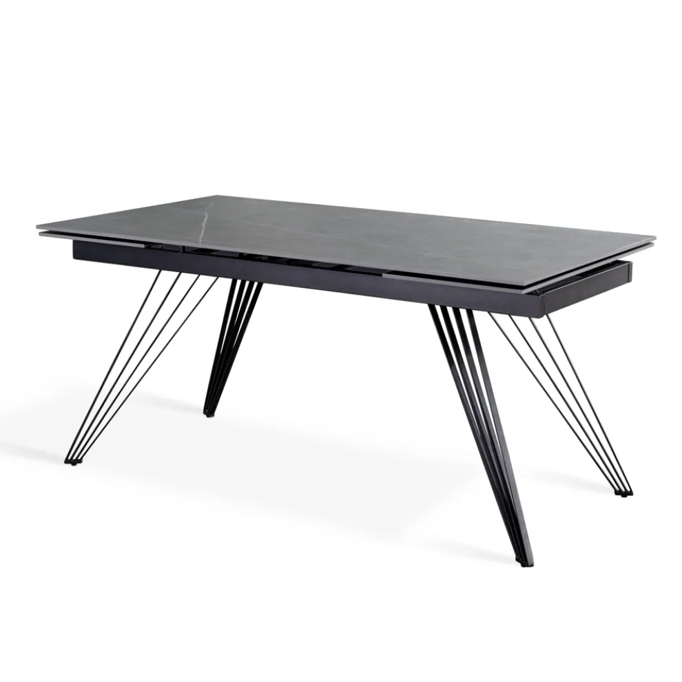 Ausziehbarer Tisch bis 240 cm aus Keramik und Metall – Bouquet