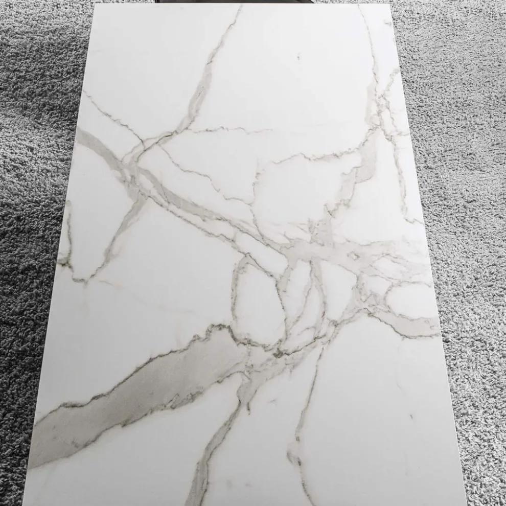 Ausziehbarer Tisch bis 280 cm aus Stahl und mattem Keramikglas - Viterbo