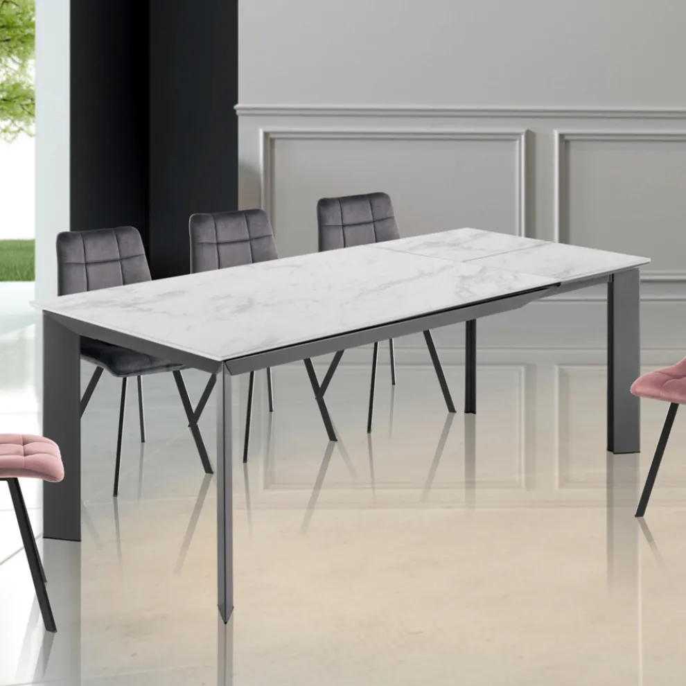 Ausziehbarer Tisch auf 220 cm aus Keramik mit Marmoroberfläche – Berice