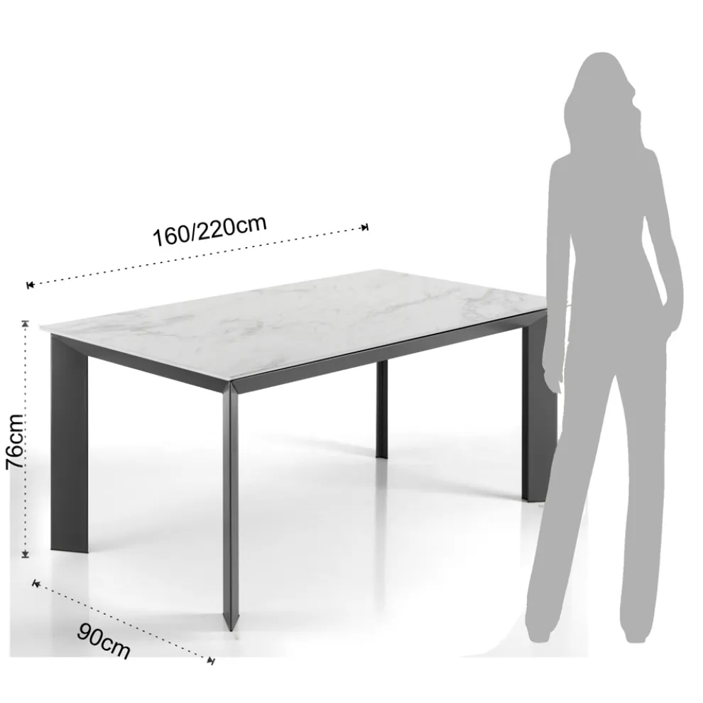 Ausziehbarer Tisch auf 220 cm aus Keramik mit Marmoroberfläche – Berice