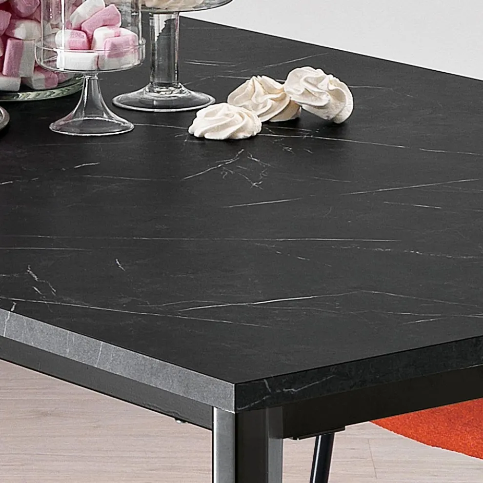 Ausziehbarer Tisch aus Melamin in schwarzem Marmor-Finish Made in Italy - Ariel