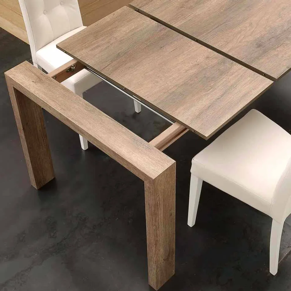 Ausziehbarer Tisch aus MDF und melaminbeschichteten Spanplatten Jesi