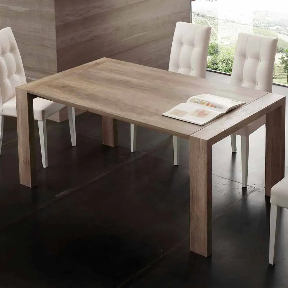 Ausziehbarer Tisch aus MDF und melaminbeschichteten Spanplatten Jesi