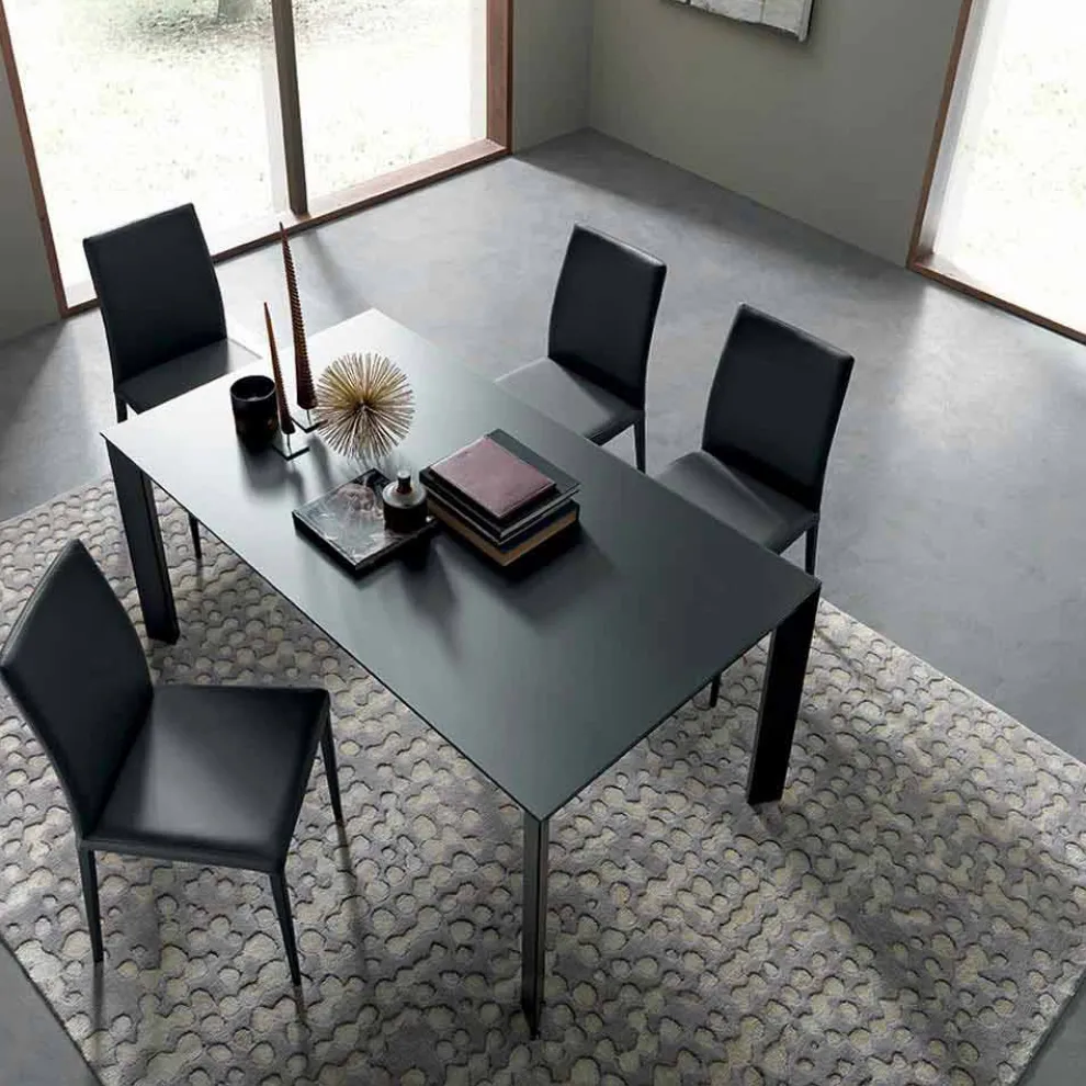 Ausziehbarer Tisch Bis zu 250 cm mit Glasplatte Made in Italy - Pitagora