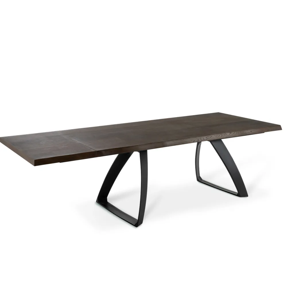 Ausziehbarer Tisch auf 300 cm aus Eichenfurnier und Aluminiumbasis – Travis