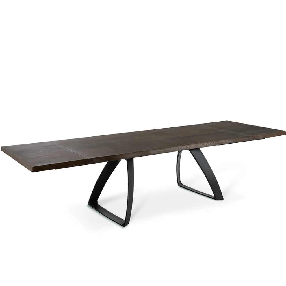 Ausziehbarer Tisch auf 300 cm aus Eichenfurnier und Aluminiumbasis – Travis