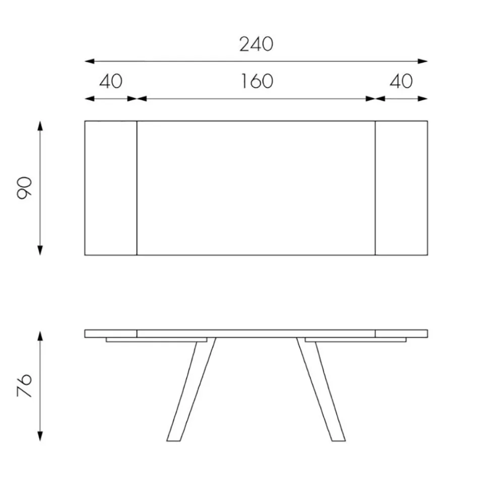 Ausziehbarer Tisch auf 300 cm aus Eichenfurnier und Aluminiumbasis – Travis