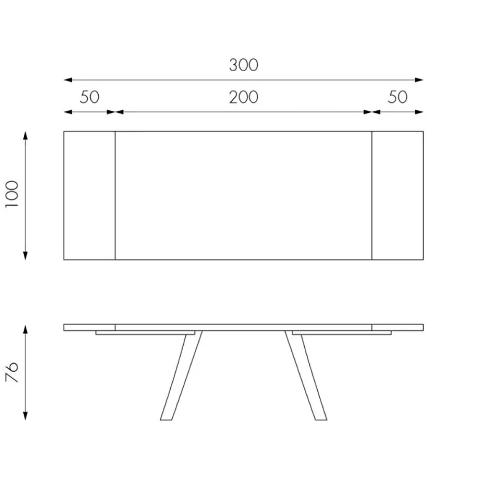 Ausziehbarer Tisch auf 300 cm aus Eichenfurnier und Aluminiumbasis – Travis