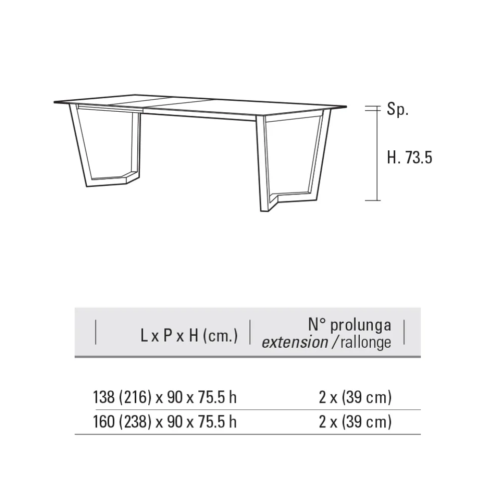 Ausziehbarer Tisch bis 238 cm Metall und farbiges Hpl Made in Italy - Pablito
