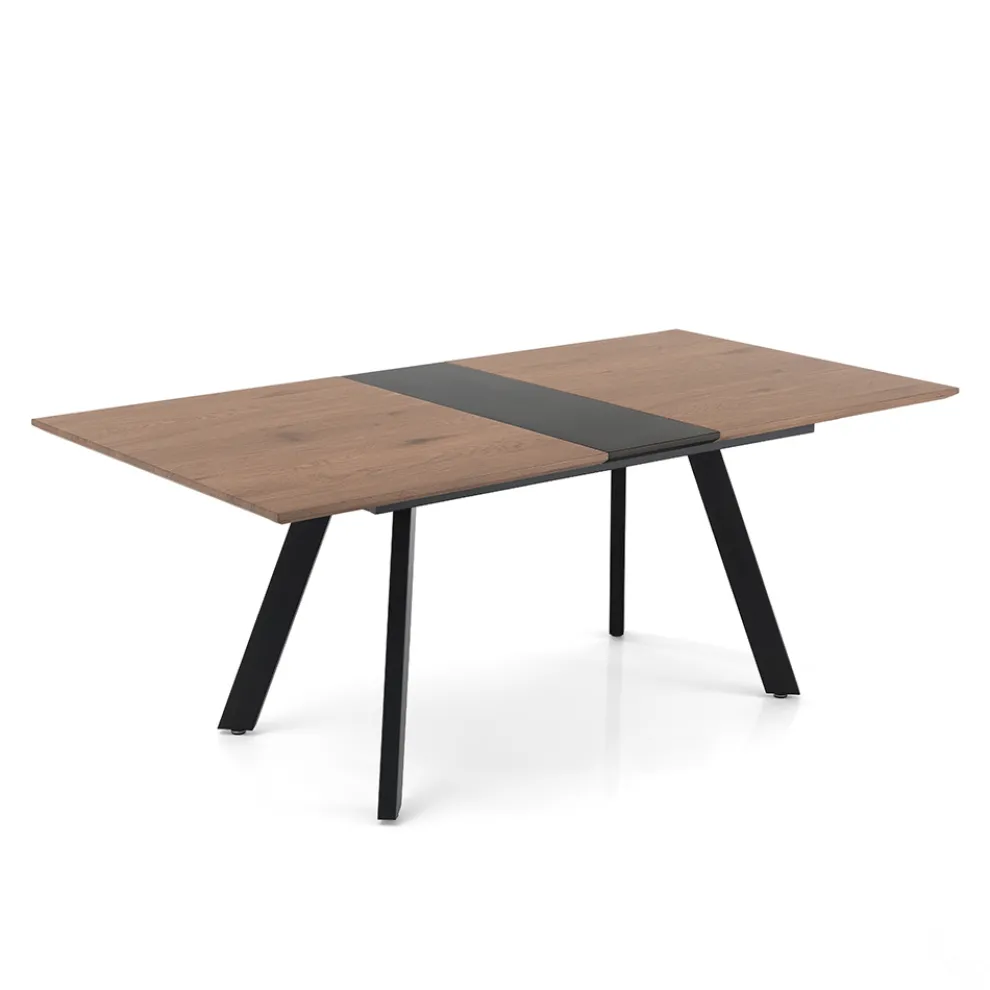 Ausziehbarer Tisch auf 180 cm mit Beinen aus schwarzem Metall und Magnesium