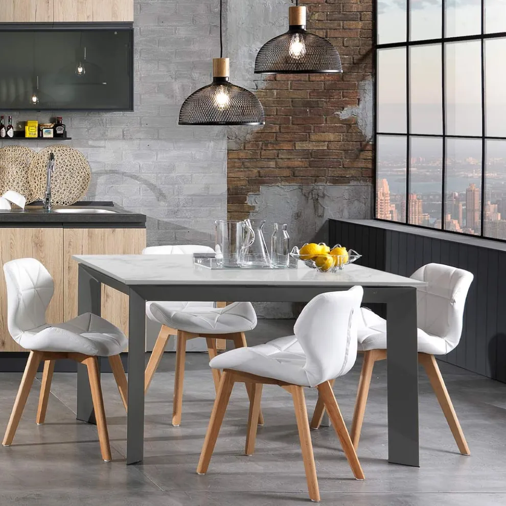 Ausziehbarer Tisch auf 170 cm aus Stahl und Keramik – Sphinx