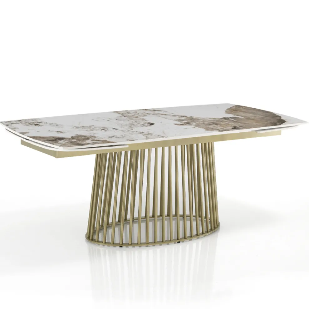 Ausziehbarer Tisch bis 260 cm in Keramik-, Marmor- und Metallausführung - Veneto