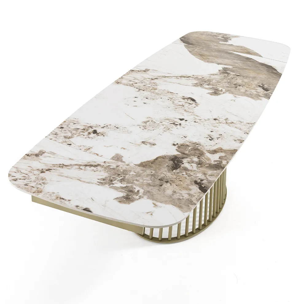 Ausziehbarer Tisch bis 260 cm in Keramik-, Marmor- und Metallausführung - Veneto