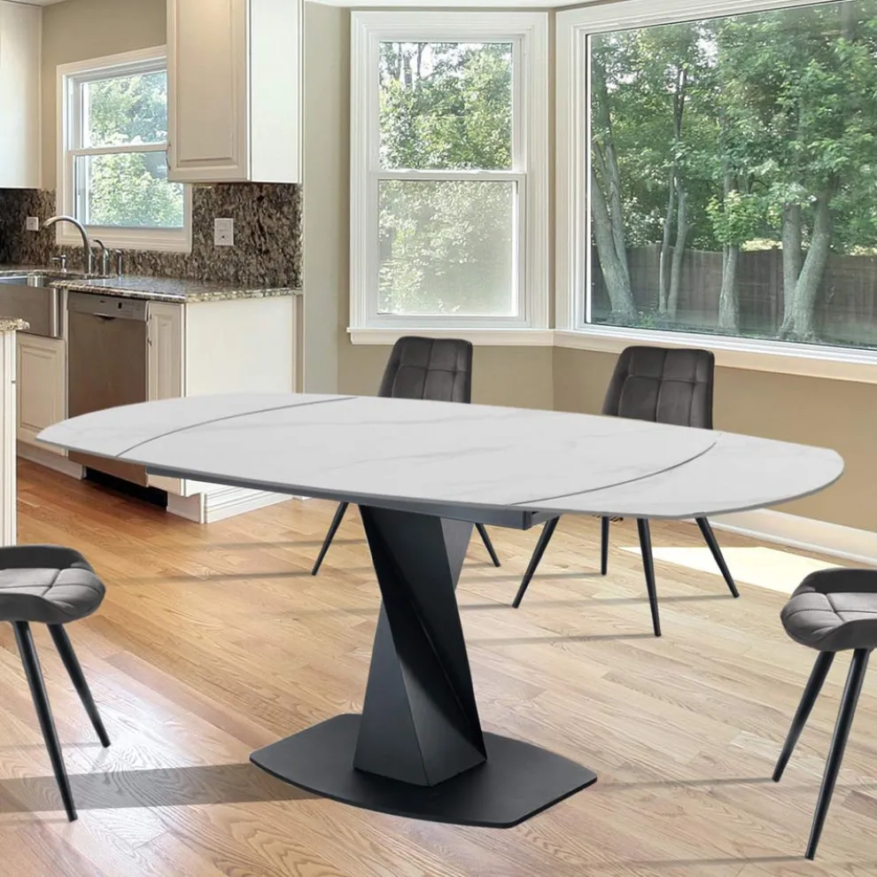 Ausziehbarer Tisch auf 165 cm aus Metall und Keramik – Boccanera