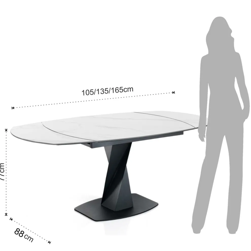 Ausziehbarer Tisch auf 165 cm aus Metall und Keramik – Boccanera