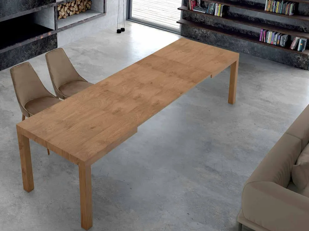Ausziehbarer Tisch bis zu 470 cm aus Furnierholz Made in Italy – Gordito