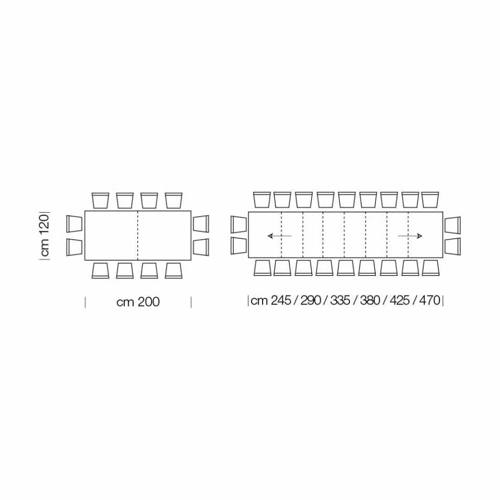 Ausziehbarer Tisch bis zu 470 cm aus Furnierholz Made in Italy – Gordito