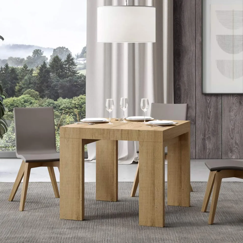 Ausziehbarer Tisch auf 246 cm aus Mikropartikeln aus Holz, hergestellt in Italien – Baum