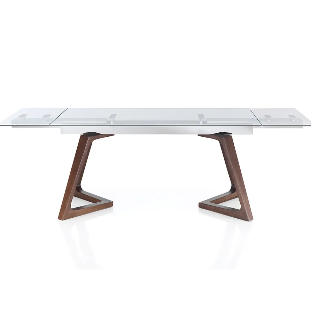 Ausziehbarer Tisch bis 260 cm aus Massivholz und gehärtetem Glas - Sizilien