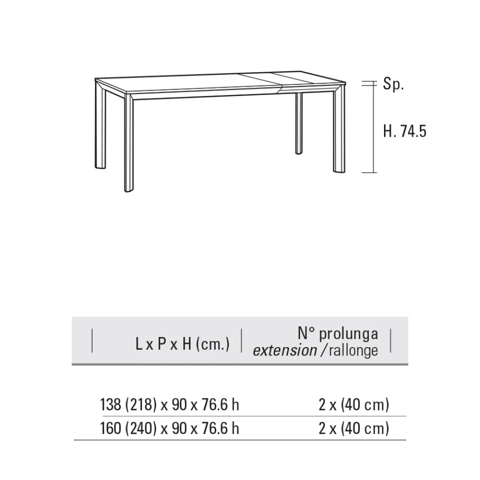 Ausziehbarer Tisch bis 240 cm Platte aus Laminam Made in Italy - Filiberto