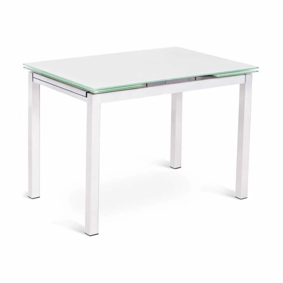 Ausziehbarer Tisch in modernem Design bis 200 cm in Glas und Metall - Stempel