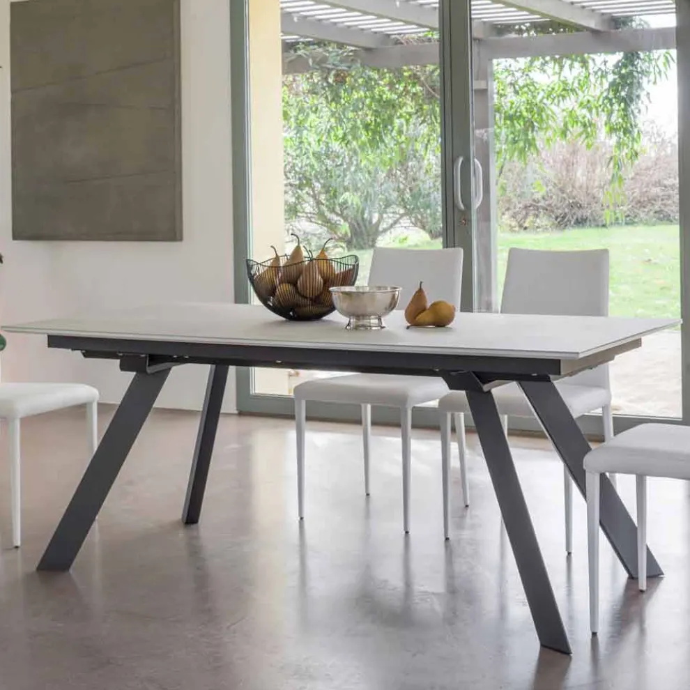 Ausziehbarer Tisch bis zu 2,8 Meter mit Keramikplatte Made in Italy - Paoluccio