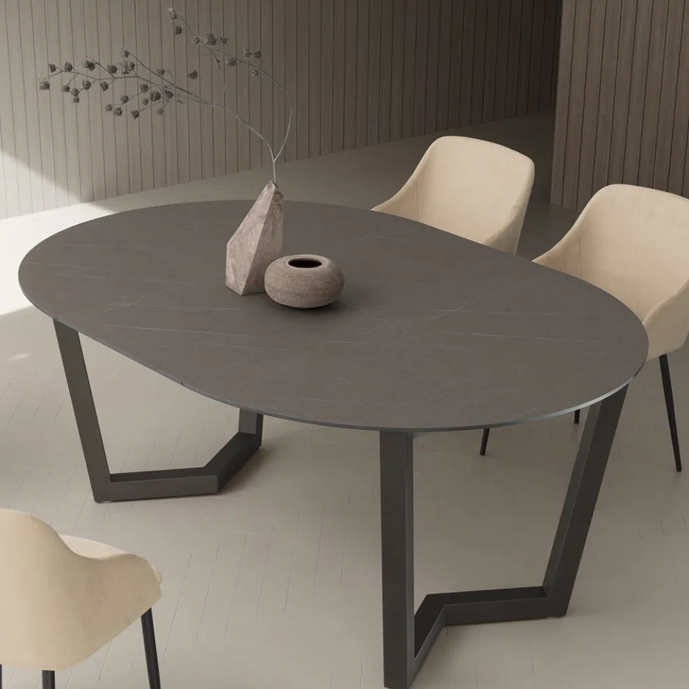 Ausziehbarer Tisch bis zu 180 cm rund Hpl laminiert Made in Italy - Bastiano