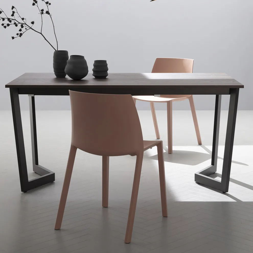 Ausziehbarer Tisch bis 238 cm Moka Metall und HPL Made in Italy - Pablito