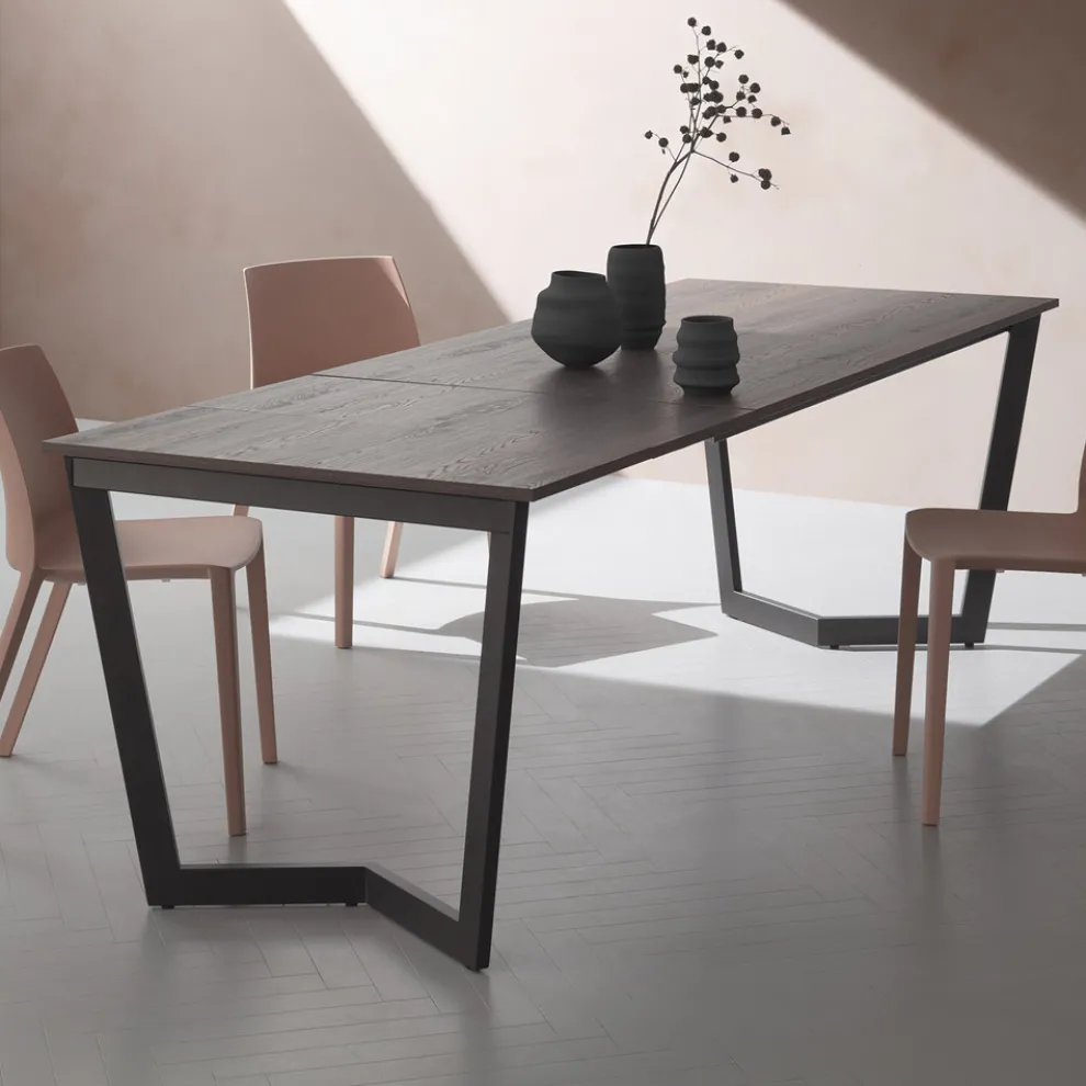 Ausziehbarer Tisch bis 238 cm Moka Metall und HPL Made in Italy - Pablito
