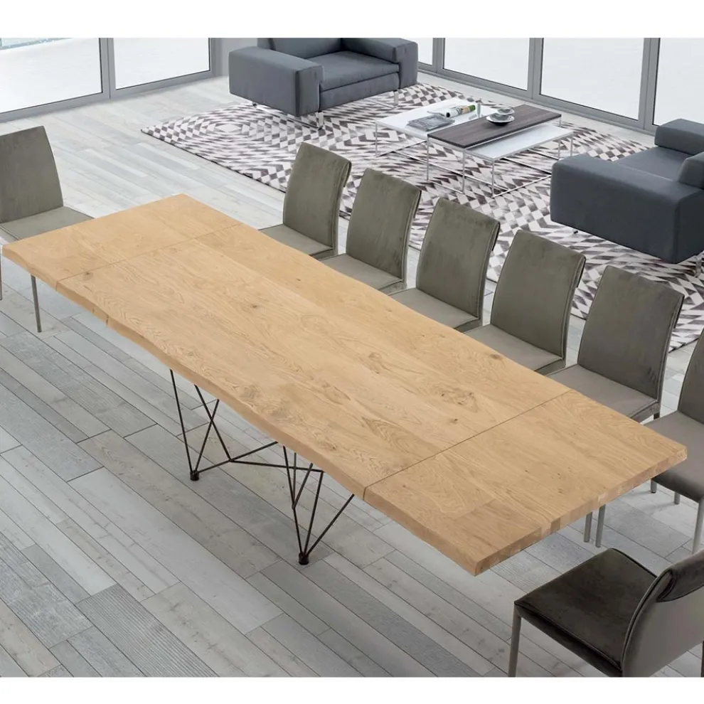 Ausziehbarer Tisch bis 300 cm aus furniertem Holz Made in Italy – Ezzellino