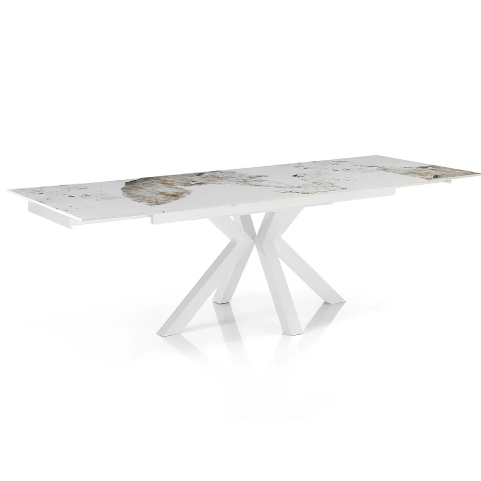 Ausziehbarer Tisch bis 240 cm aus Keramik mit poliertem Onyxmarmor-Finish - Piedmont
