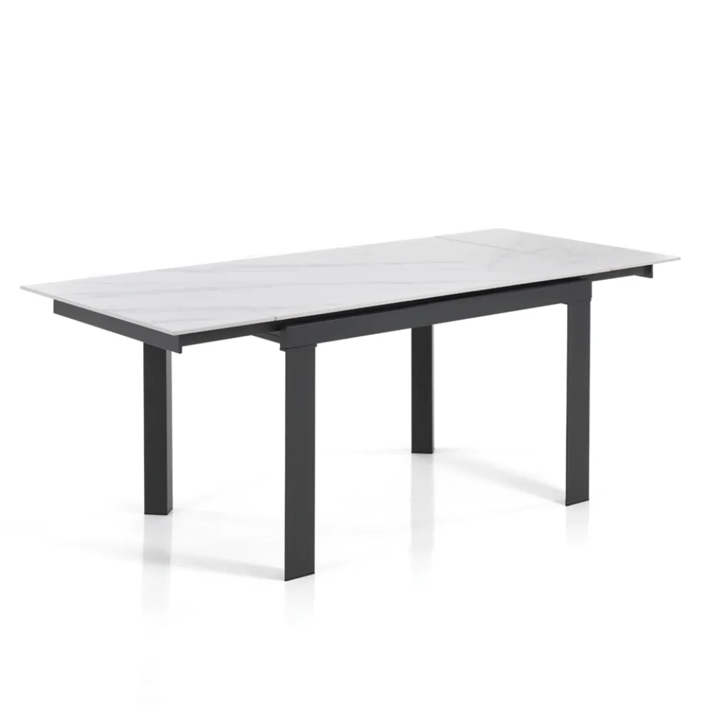 Ausziehbarer Tisch auf 180 cm in weißem Marmor-Finish – Brotola