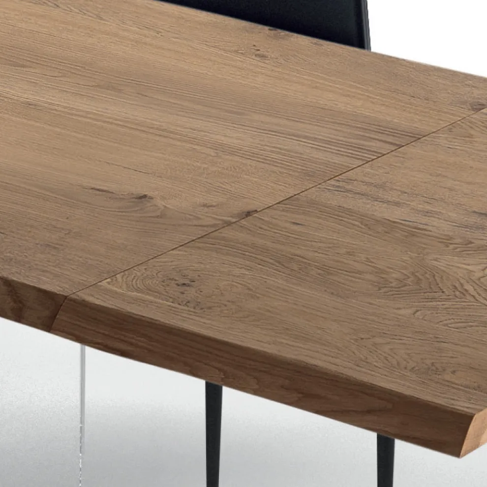 Ausziehbarer Tisch bis 300 cm aus furniertem Holz und Glas – Tear