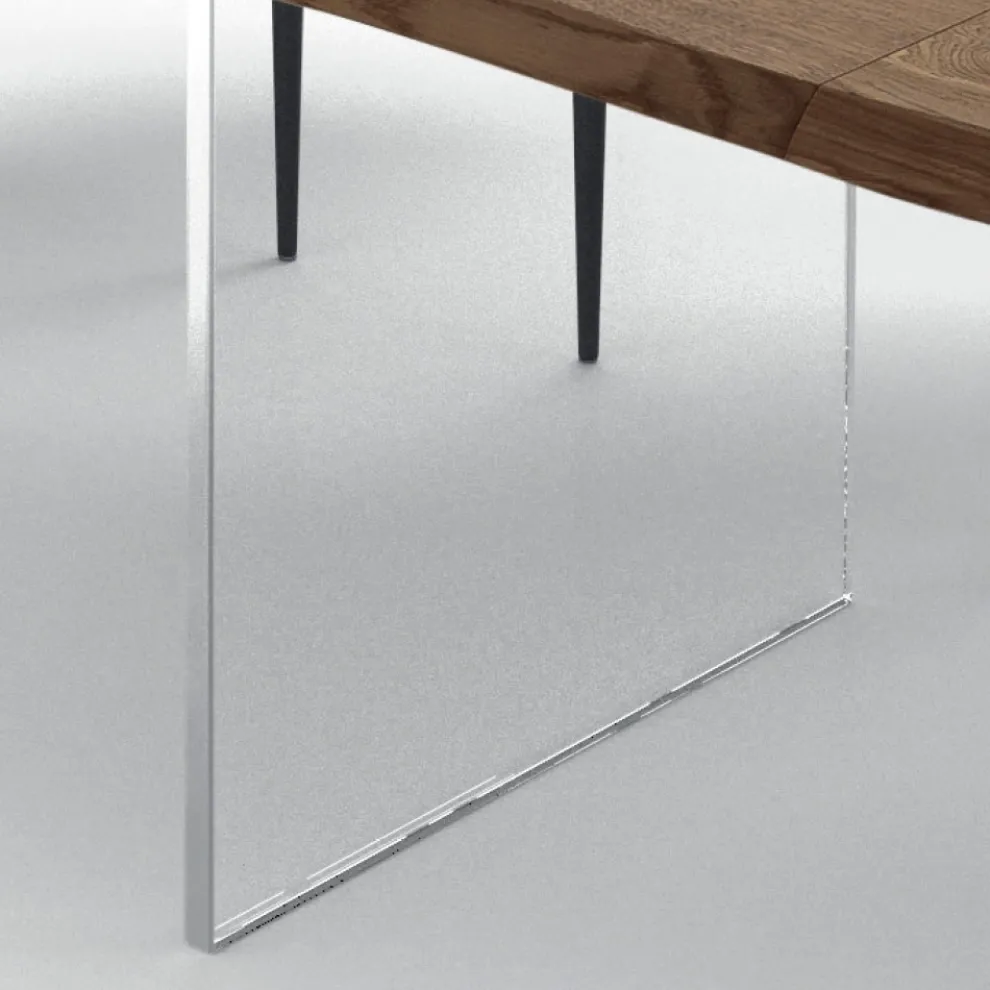 Ausziehbarer Tisch bis 300 cm aus furniertem Holz und Glas – Tear