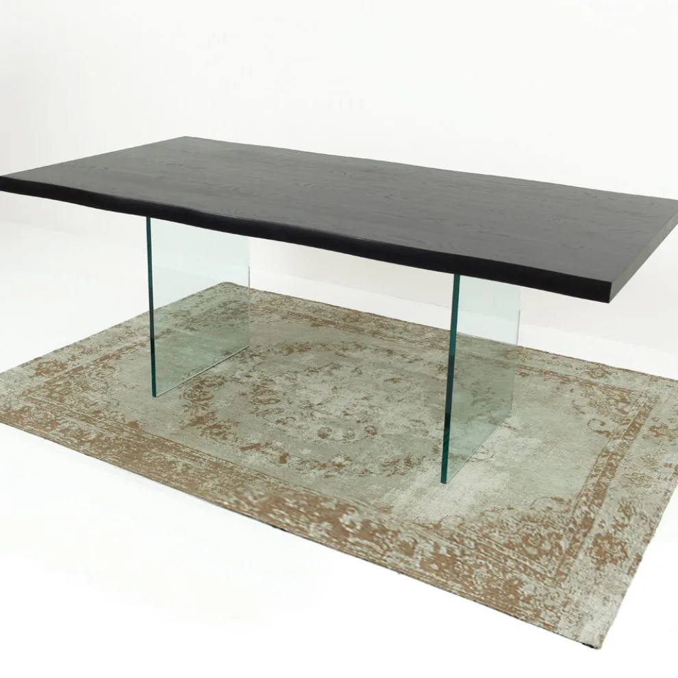 Ausziehbarer Tisch bis 300 cm aus furniertem Holz und Glas – Tear