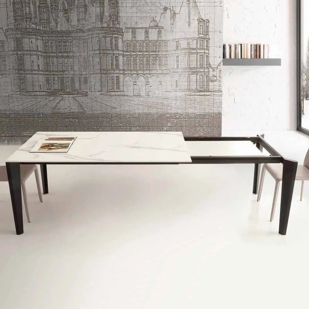Ausziehbarer Tisch bis 290 cm aus Glaskeramik Made in Italy - Polonio