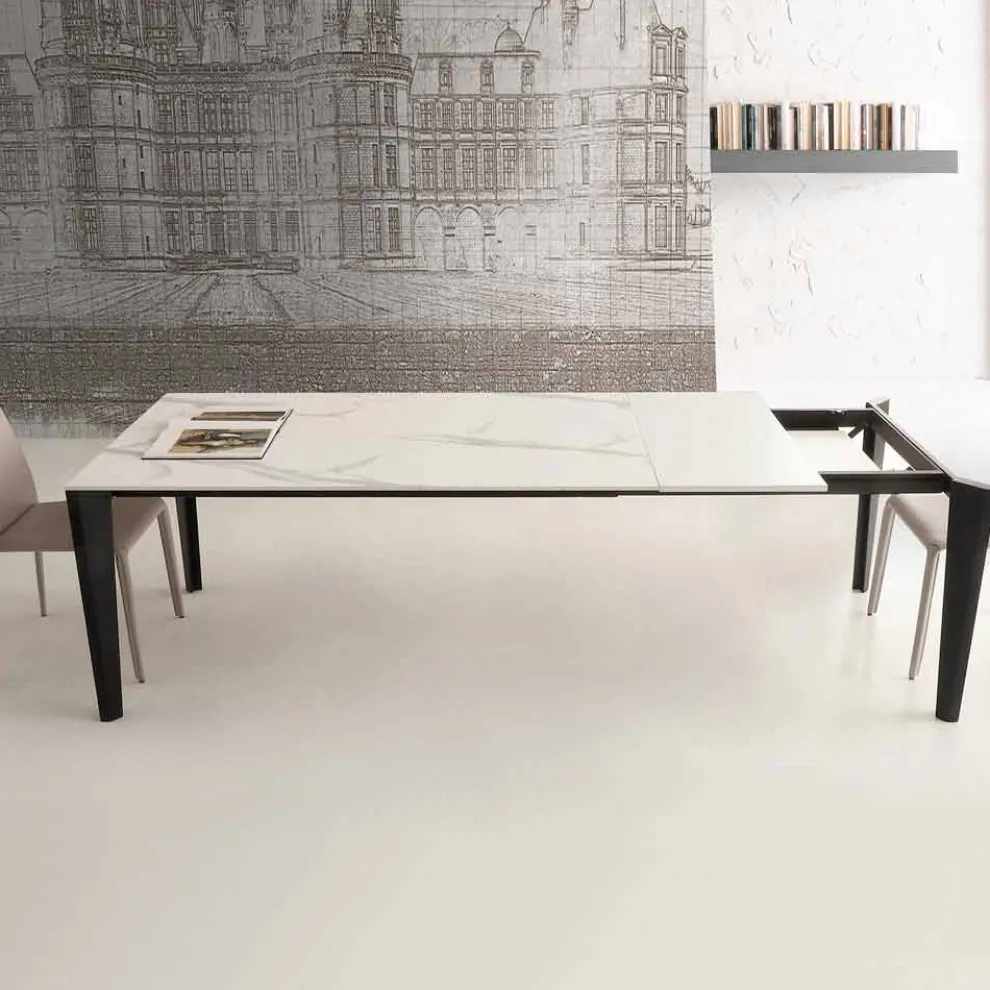 Ausziehbarer Tisch bis 290 cm aus Glaskeramik Made in Italy - Polonio