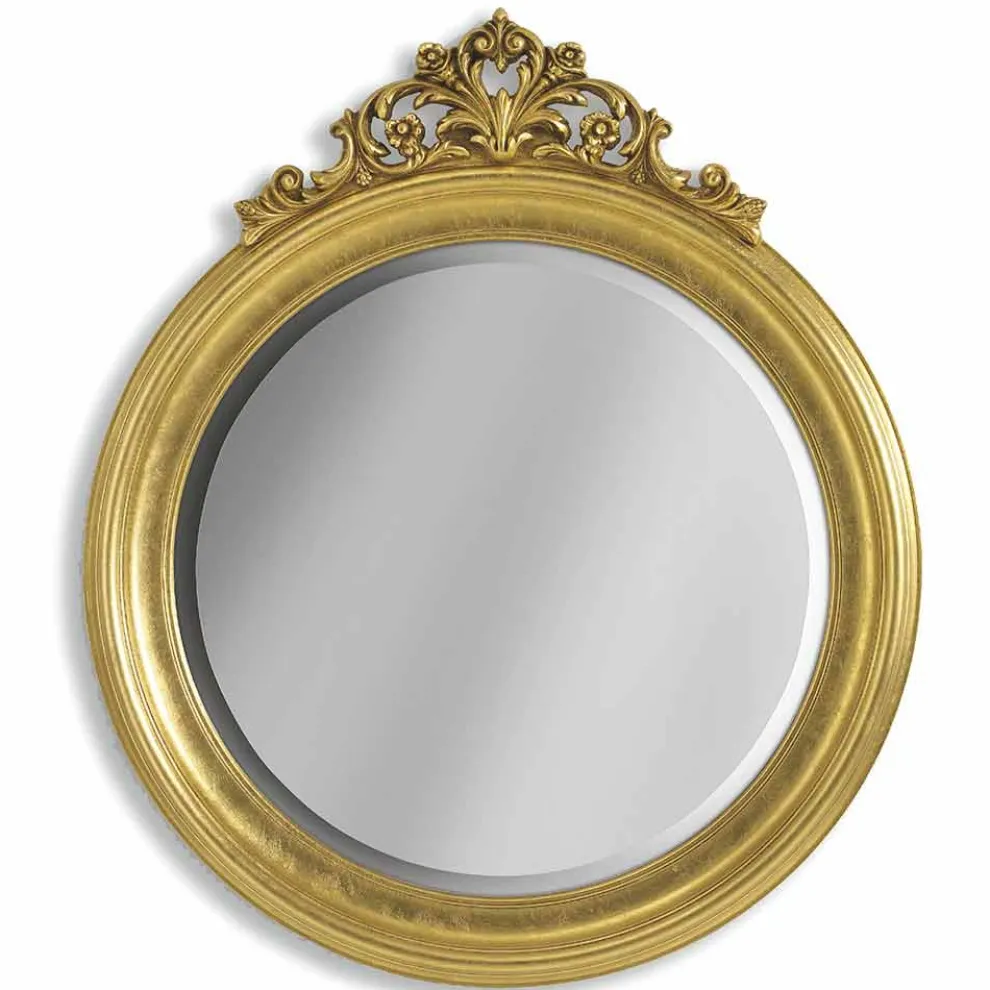 Ayous Holz und Harz Fries Wandspiegel, handgefertigt in Italien Elia