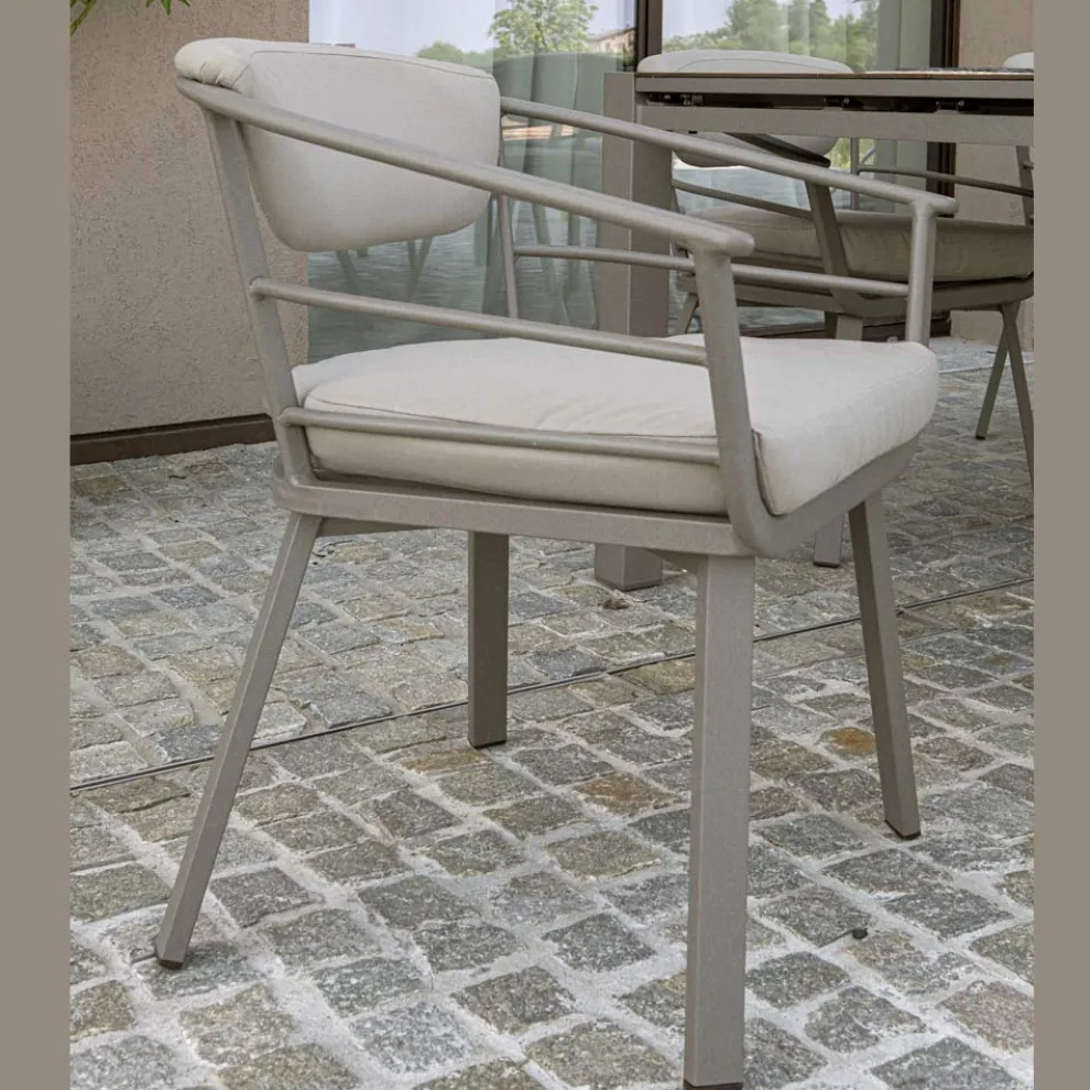 Outdoor-Sessel mit taubengrauem Aluminiumgestell - Righello