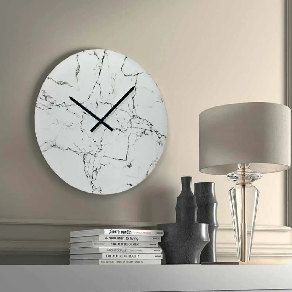 Runde Wanduhr mit Marmoreffekt ohne Zahlen, hergestellt in Italien – Zifferblatt