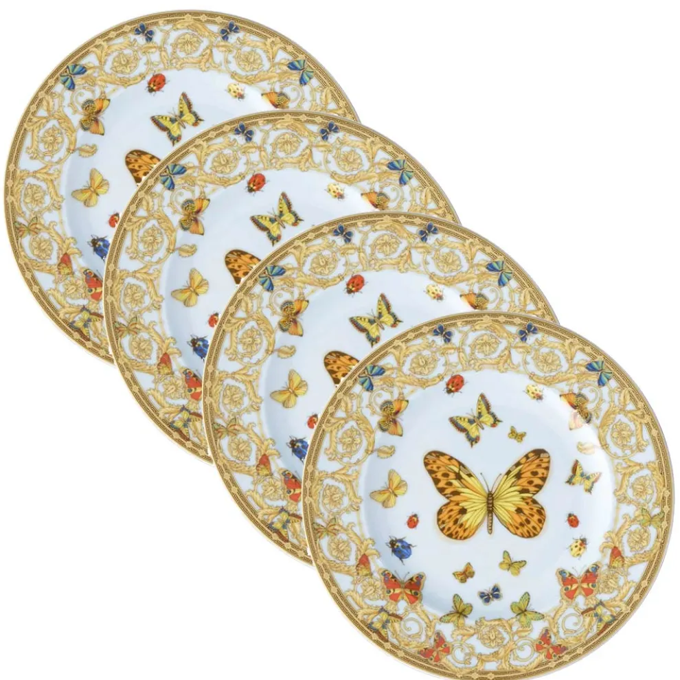Rosenthal Versace Le Jardin 4 Speiseteller Durchmesser 18 cm aus Porzellan - Jardin