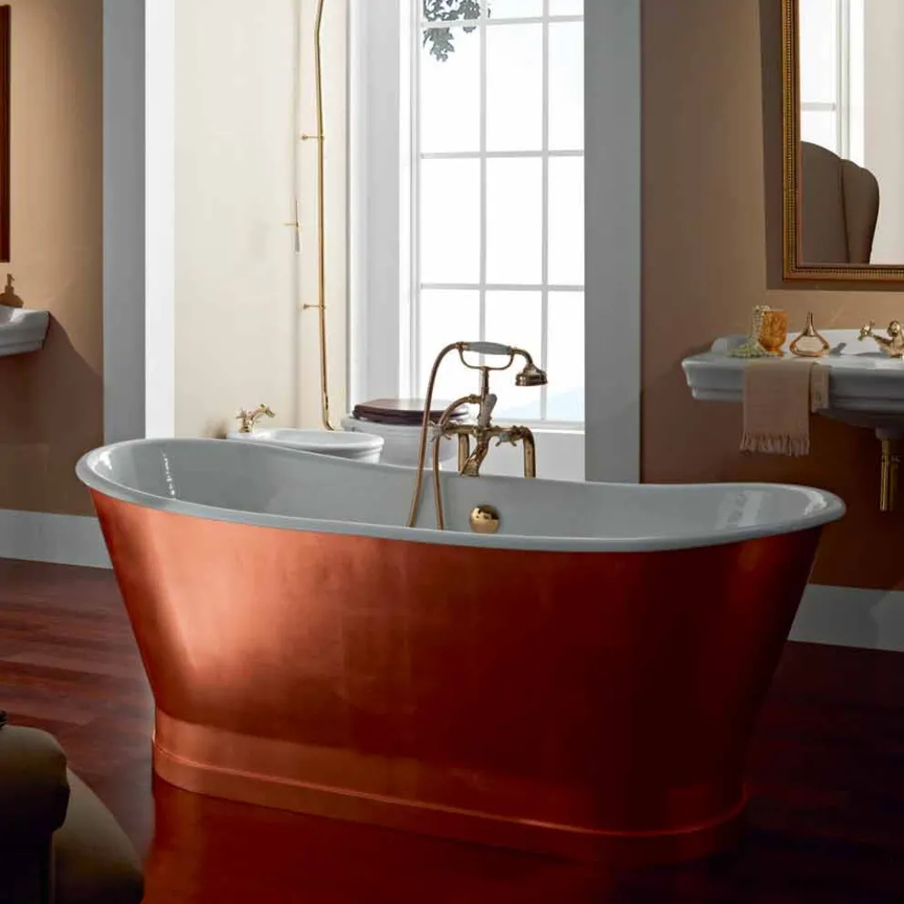 Badewanne Freestanding mit Kupferfolie bezogen Bass