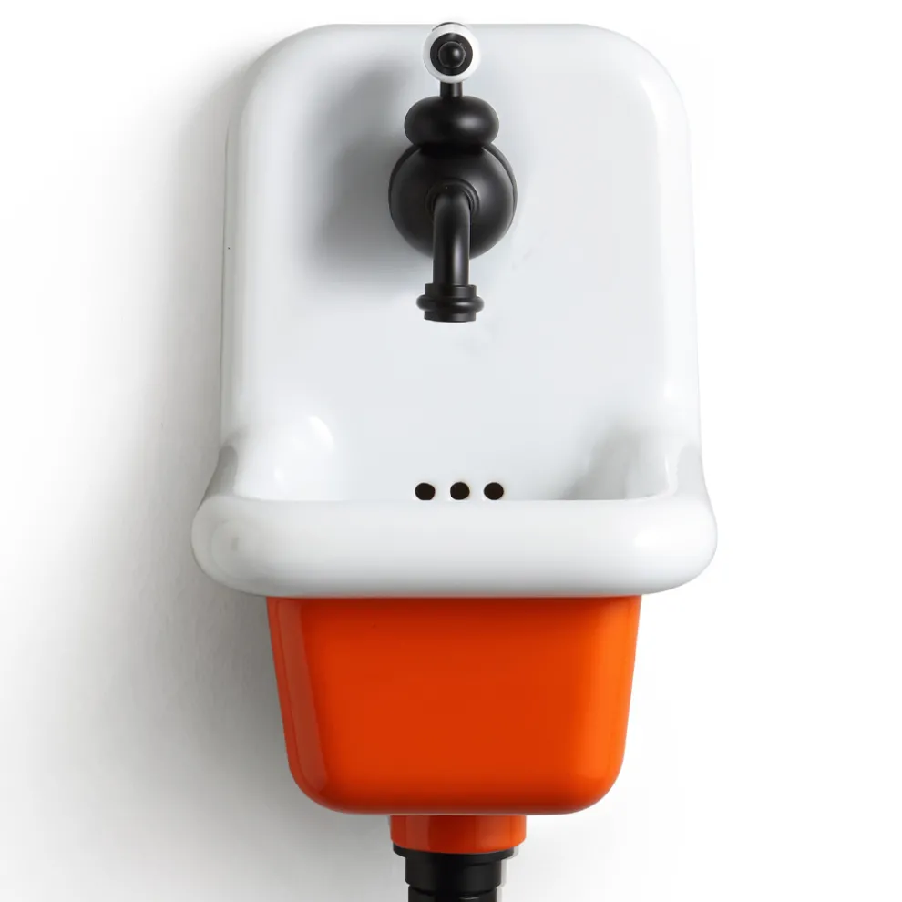 Badezimmer Waschbecken aus weißer und farbiger Keramik 26 cm Vintage Style - Jordan