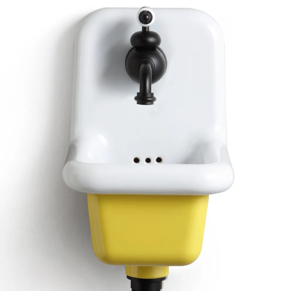 Badezimmer Waschbecken aus weißer und farbiger Keramik 26 cm Vintage Style - Jordan