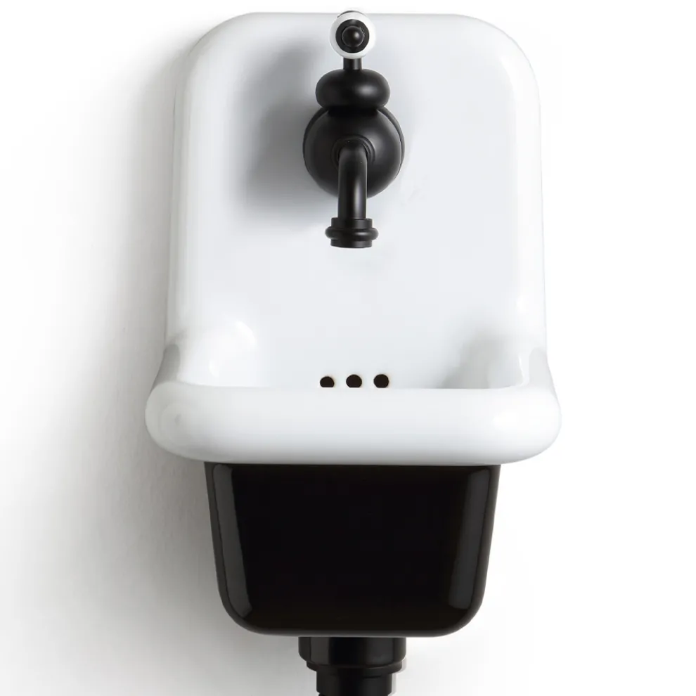 Badezimmer Waschbecken aus weißer und farbiger Keramik 26 cm Vintage Style - Jordan