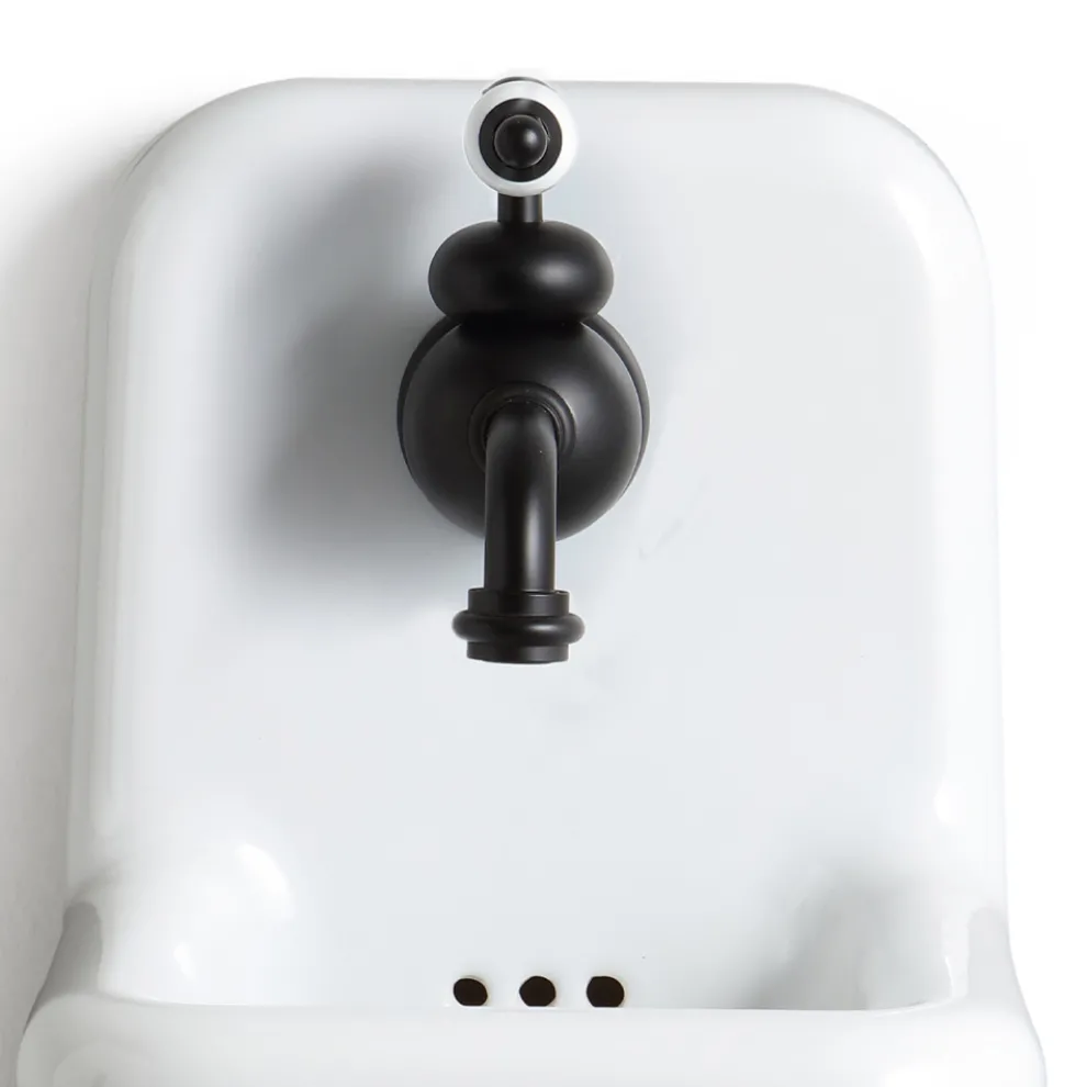 Badezimmer Waschbecken aus weißer und farbiger Keramik 26 cm Vintage Style - Jordan