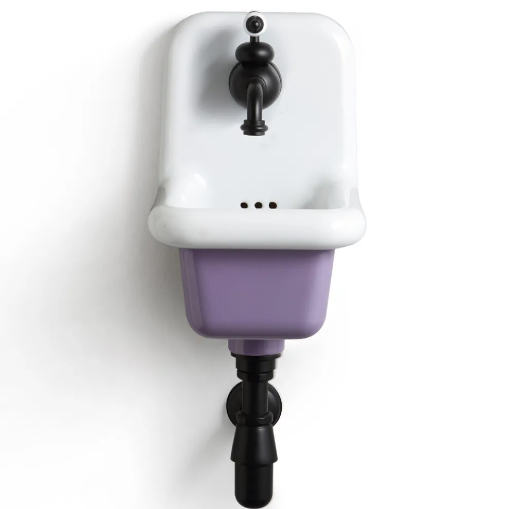 Badezimmer Waschbecken aus weißer und farbiger Keramik 26 cm Vintage Style - Jordan