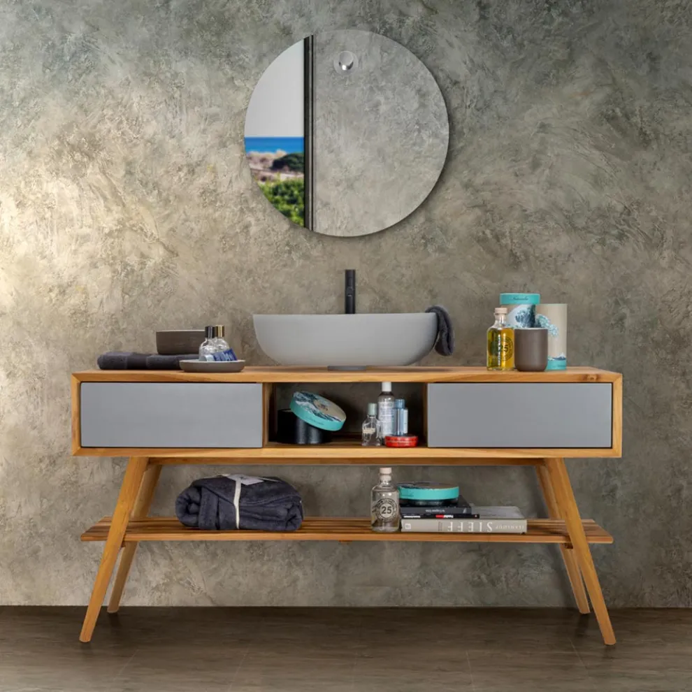 Badezimmer-Komposition mit Waschbecken komplett mit emailliertem Zubehör - Georges