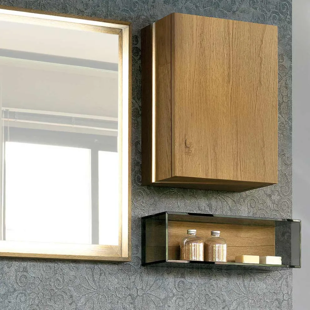 Badezimmermöbel-Komposition 150 cm in Luxus Naturholz - Alide